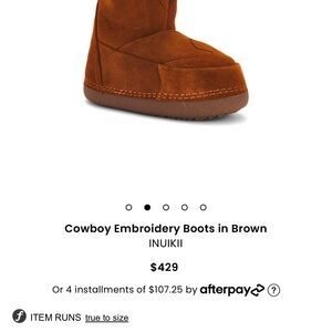 Inuikii Brown Cowboy Embroidery Boots